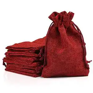 Jutesäckchen Naler 24 x Rot Jute Beutel 10 x 14 cm