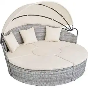 Strandkorb (3-Sitzer) TecTake 800718 Poly Rattan Sonneninsel