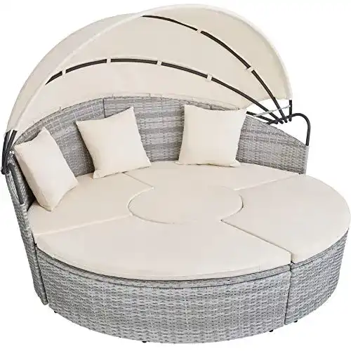 Strandkorb (3-Sitzer) TecTake 800718 Poly Rattan Sonneninsel