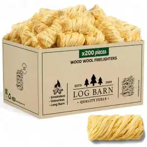 Holzwolle Log-Barn, natürliche Holzfeuer-Anzünder, 200 Stück