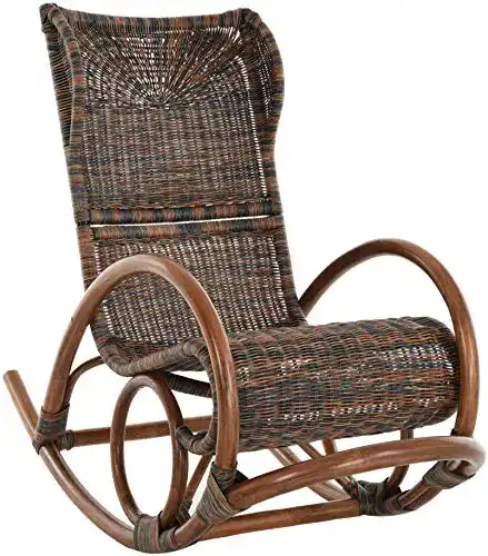 Schaukelstuhl korb.outlet Luxor Natur Rattan Zebrano Braun