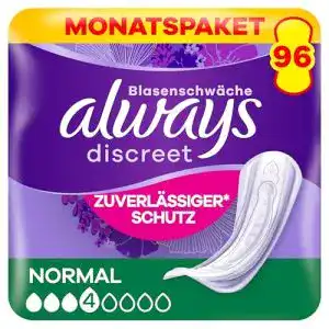 Always-Slipeinlagen Always Discreet Normal, 4 x 24 Stück
