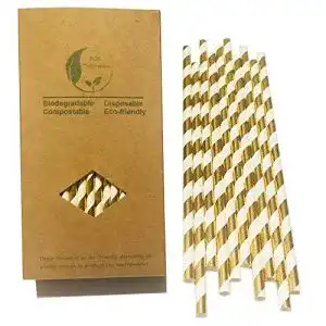 Papierstrohhalme BOFA Eco Tableware BOFA hellgold gestreift
