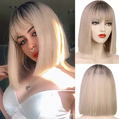 Blonde Perücke Mildiso Perücke Blond mit Pony Kurz