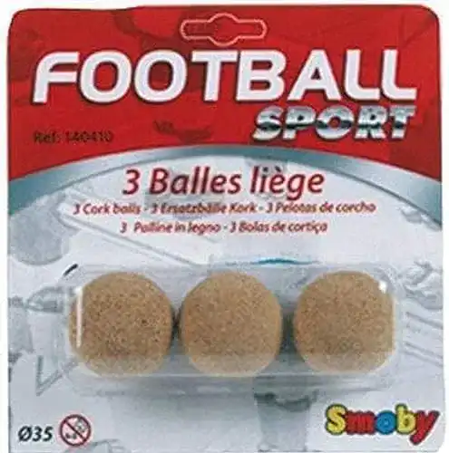 Tischkicker-Bälle Smoby 140410 – Ersatz-Bälle, 3 Stück, 34 mm, Kork