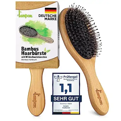 Haarbürste-Wildschweinborsten lampox ® Bambus Haarbürste