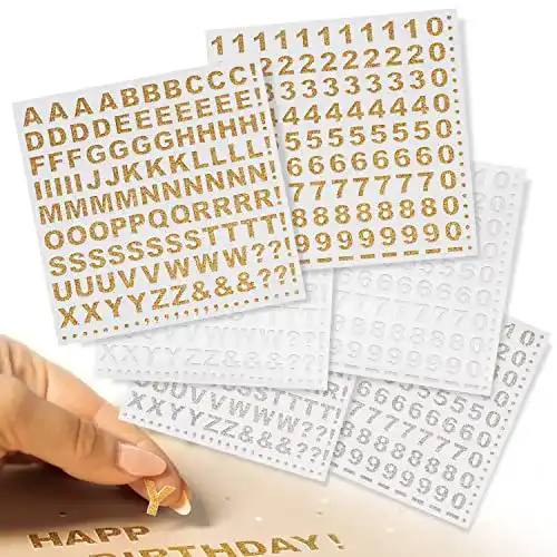 Klebebuchstaben weddlyn ® Aufkleber in Gold Silber weiß Glitzer