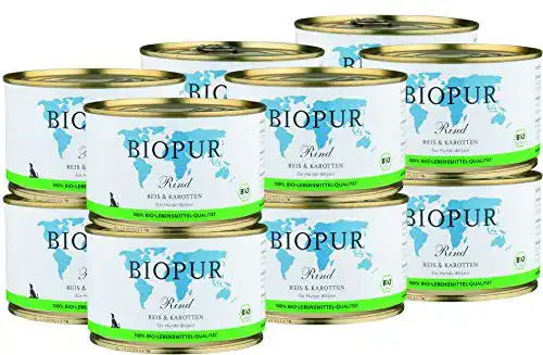 Biopur-Hundefutter BIOPUR Bio Rind, Reis & Karotten, 12x400g