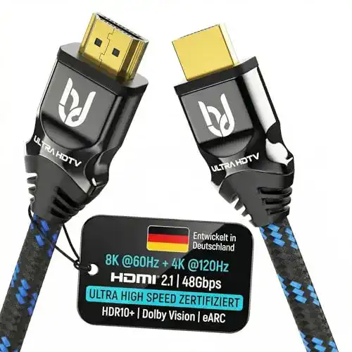 Die beste HDMI-2.1-Kabel Ultra HDTV 8K HDMI-Kabel 2 m Ultra High Speed 2026 Test Bestseller HDMI-2.1-Kabel Ultra HDTV 8K HDMI-Kabel 2 m Ultra High Speed