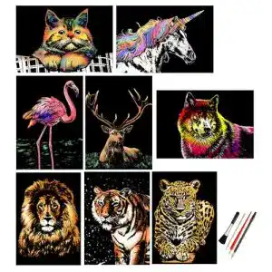 Kratzbilder ACEONE Scratch & Sketch Art Paper A4, 8 Blatt