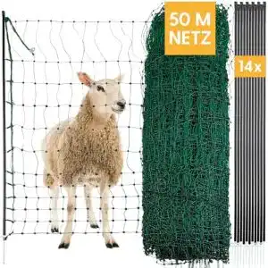 Schafnetz Agrarzone Schafzaun mit Strom grün 50m x 90cm