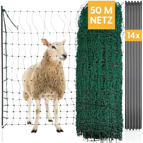 Schafnetz Agrarzone Schafzaun mit Strom grün 50m x 90cm
