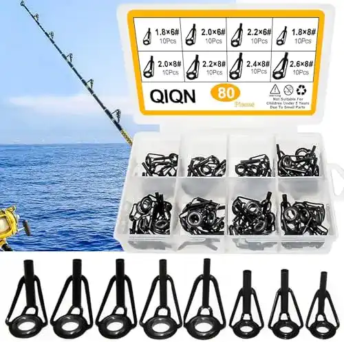 Rutenspitze QIQN Angelrute Reparatur Edelstahl, 8 Größe 80 Stück