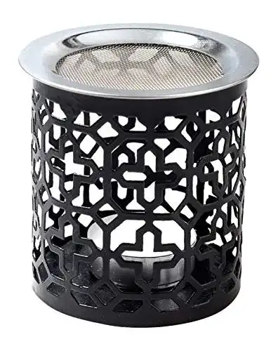 Räucherstövchen MaMeMi mit Sieb aus Eisen in SCHWARZ 8 cm