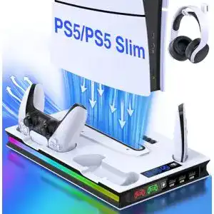 PS5 Staender GAMSINGY PS5 Ständer mit PS5 Lüfter, PS5 Standfuß