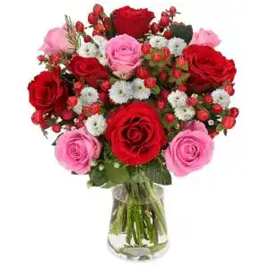 Blumenstrauß Blume Ideal Winterzauber, Rosaroter Rosenstrauß