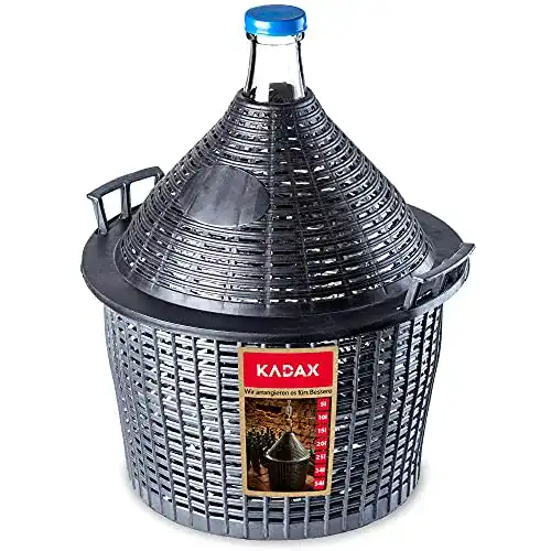 Gärballon KADAX Glasballon, mit Kunststoffkorb, Gummistopfen