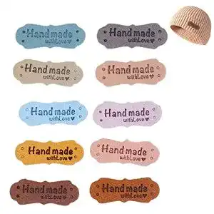 Lederlabel Kalsey 60 Stück Leder Labels, Lederetikett Tag, Handmade