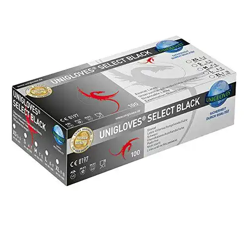 Einmalhandschuhe (schwarz) Select Latex schwarz 100 UNIGLOVES®