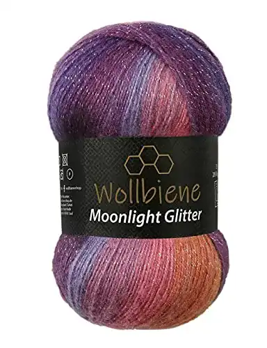 Glitzerwolle Wollbiene Moonlight Glitter Batik Simli 100g Strickwolle