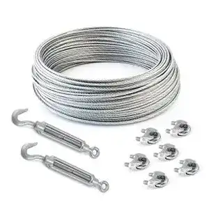 Drahtseil DQ-PP 25m SET 4mm 6×7+FC + 6 x SEILKLEMMEN 5mm