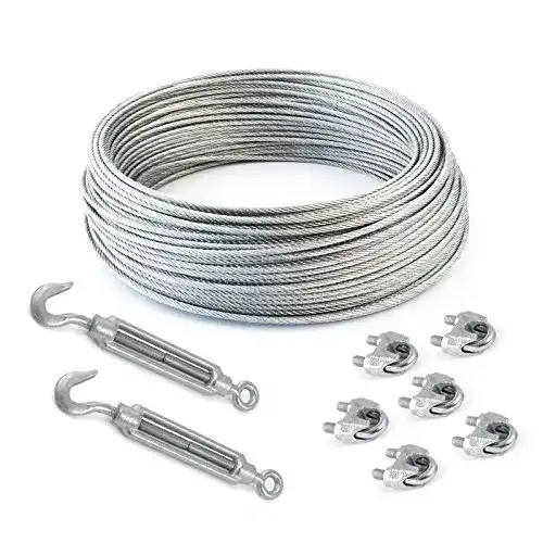 Drahtseil DQ-PP 25m SET 4mm 6×7+FC + 6 x SEILKLEMMEN 5mm
