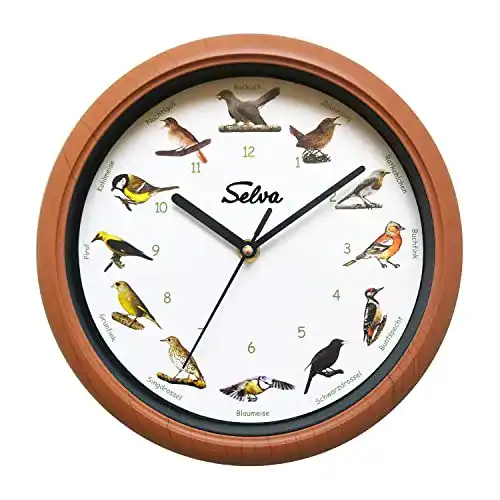 Vogeluhr SELVA Vogelstimmenuhr inkl. Gesang von 12 Singvögeln