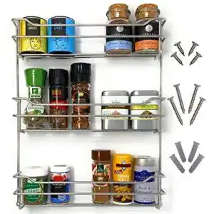 Gewürzregal Kitcherieur Edelstahl + Schrauben mit 3 Etagen