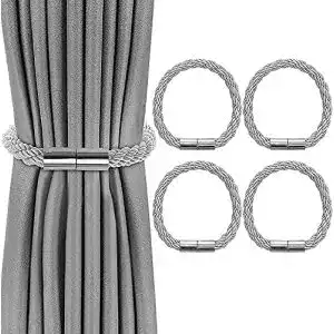Raffhalter VEGCOO 4 Stück Magnetische Vorhang, Grau
