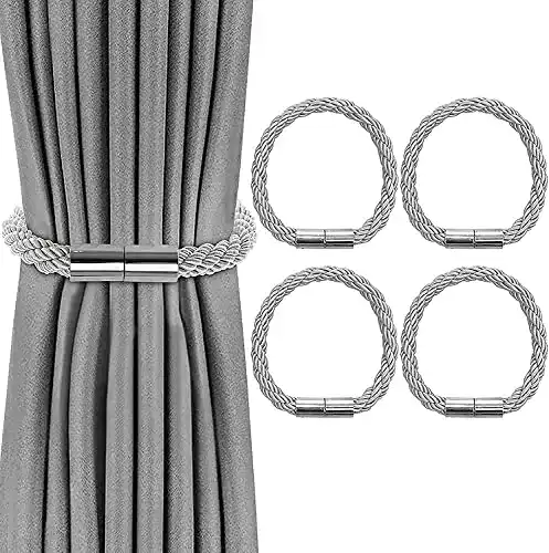Raffhalter VEGCOO 4 Stück Magnetische Vorhang, Grau