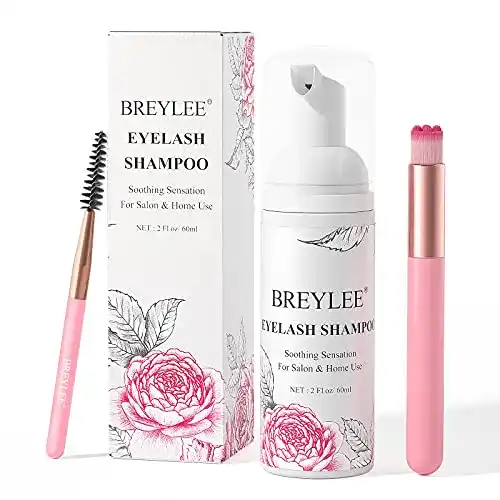 Wimpernshampoo BREYLEE, Wimpernschaum mit 2 Bürsten