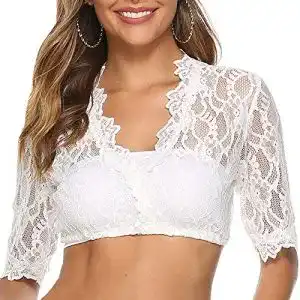 Dirndlbluse Shujin Damen Weiß Dirndl Bluse Spitze Trachtenbluse