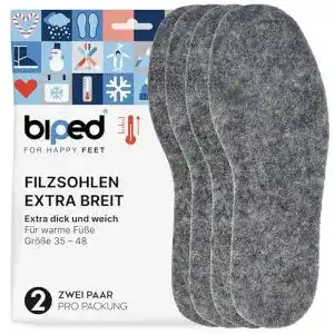 Filzsohlen biped 2 Paar extra breit, besonders dick