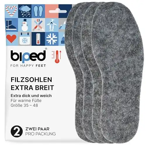 Filzsohlen biped 2 Paar extra breit, besonders dick