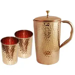 Kupferkanne AVS STORE Indischer Kupfer-Krug mit 2 Gläser-Set