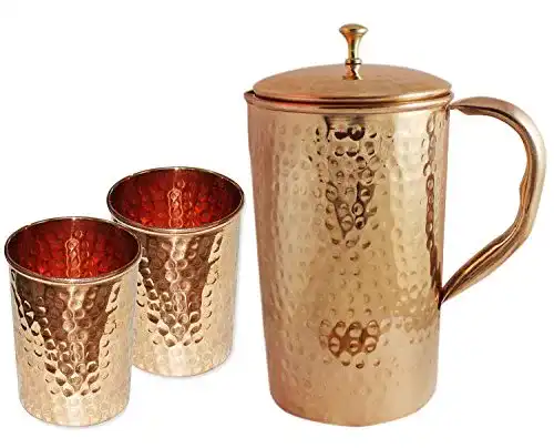 Kupferkanne AVS STORE Indischer Kupfer-Krug mit 2 Gläser-Set