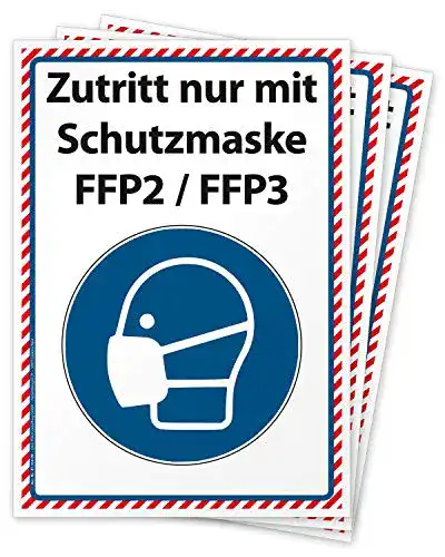 Maskenpflicht-Schild FFP2 3 Aufkleber Maskenpflicht DIN A4