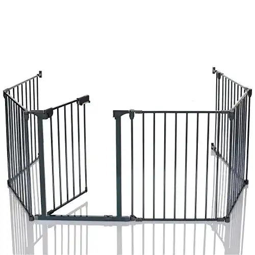 Kaminschutzgitter LCP Kids Baby Metall Laufgitter mit Sicherheitstür