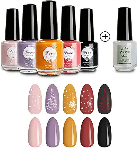Veganer-Nagellack LACOMCHIR Nagellack Schnelltrocknend 6PCS
