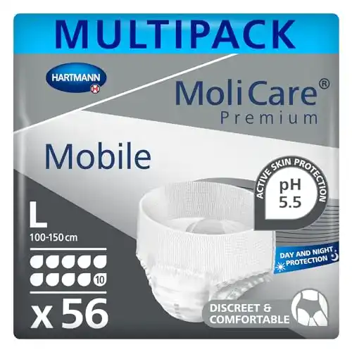 Inkontinenz-Slip Damen Molicare Mobile Einweghose, 4×14 Stück