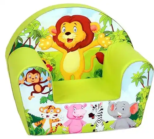Kindersessel Delsit Babysessel Kinder Sessel für Jungen Zoo Grün