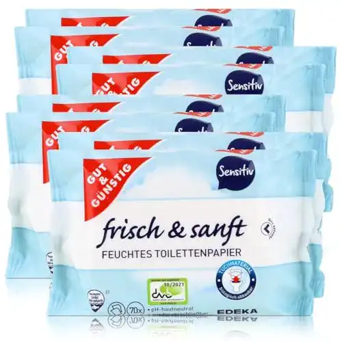 Feuchtes-Toilettenpapier Gut & Günstig 8 Pack (560 Blatt)