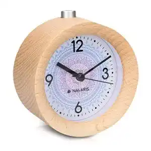 Holz-Wecker Navaris Analog Holz Wecker mit Snooze Retro