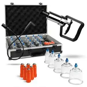 Schröpfset mit Pumpe PULOX Schröpfgläser Koffer – 19 St. Set
