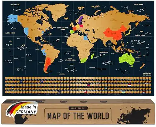 Weltkarte envami zum Rubbeln, Scratch off Map, Englisch