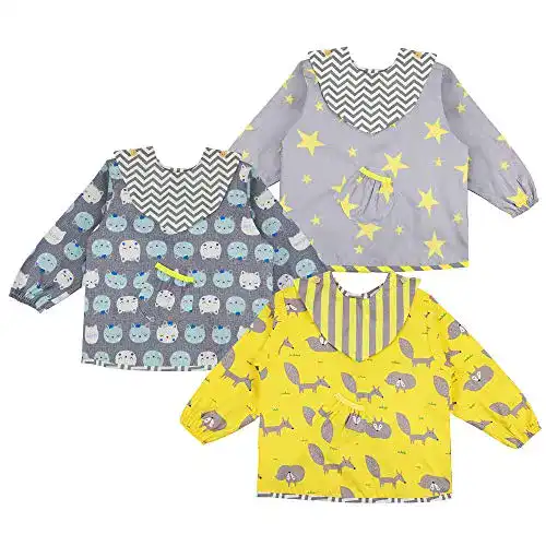 Lätzchen Lictin Baby mit Ärmeln 3 Set Baby Bibs Baumwolle