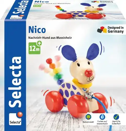 Selecta-Holzspielzeug Selecta 62026 Nico, Nachzieh Hund