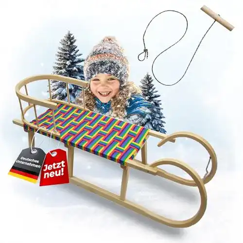 Holzschlitten mit Lehne BambiniWelt by Rafael K. BAMBINIWELT