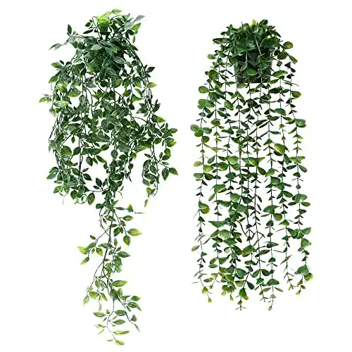 Hängepflanze KingYH 2 Stück Künstlich Hängend Pflanze 87cm