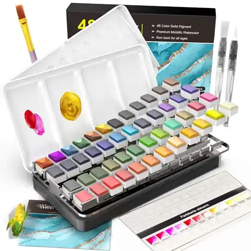 Aquarellfarben RATEL Set, Aquarell Malkasten Inklusive 48 Farben